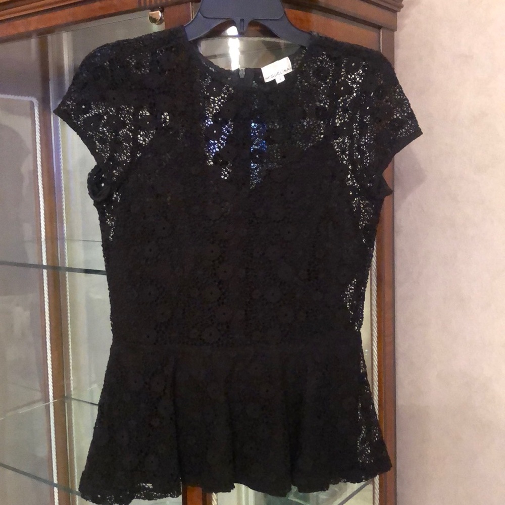Miguelina black lace top